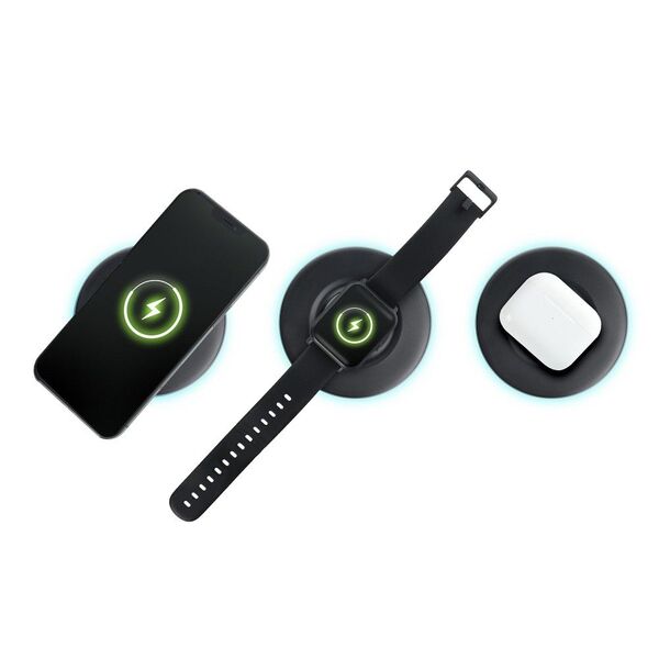 Wireless 2in1 töltő 15W MT-30 - fekete