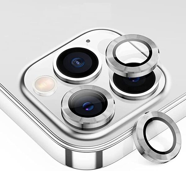 iPhone 15 / 15+ metal kamera lencse üvegfólia - ezüst