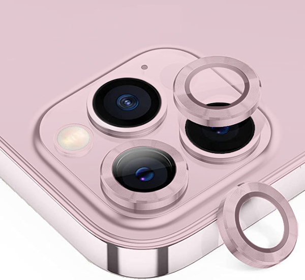 iPhone 14 / 14+ metal kamera lencse üvegfólia - rózsaszín