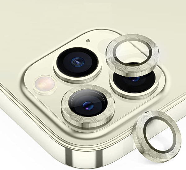 iPhone 15 / 15+ metal kamera lencse üvegfólia - arany