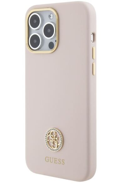 iPhone 15 Guess - 904 - STRASS METAL LOGO - pink
