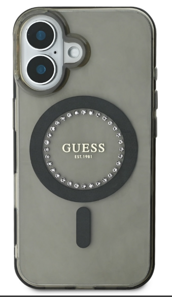 iPhone 16 Guess - 604 - IML RHINESTONES MAGSAFE - fekete