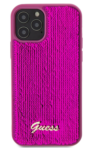 iPhone 12 / 12 Pro Guess - 923 - SEQUIN SCRIPT LOGO - magenta