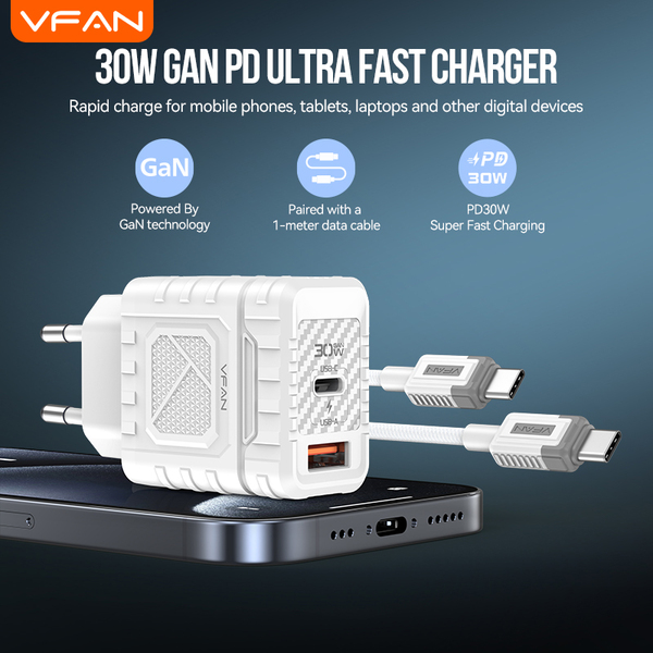 VFAN E11 30W usb A + C adapter + C kábel