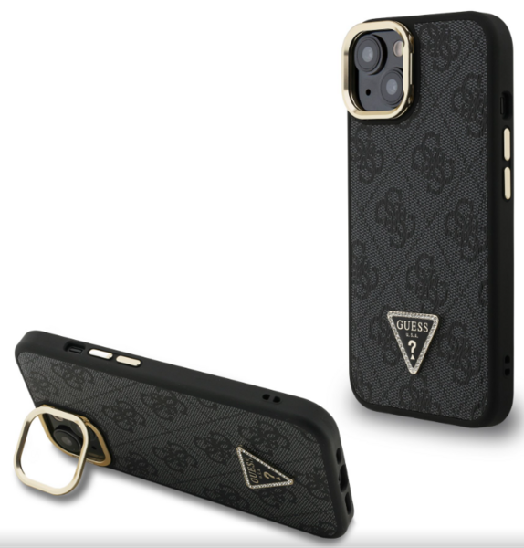 iPhone 15 Pro Guess - 559 - STRASS TRIANGLE LOGO MAGSAFE -fekete