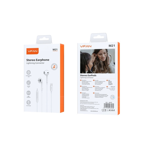 VFAN M21 headset lightning csatlakozóval, fehér