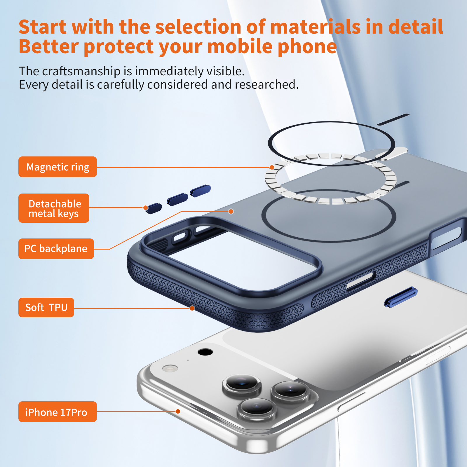 PASTEL MATTE iPhone 17 Pro Max grey blue + blue